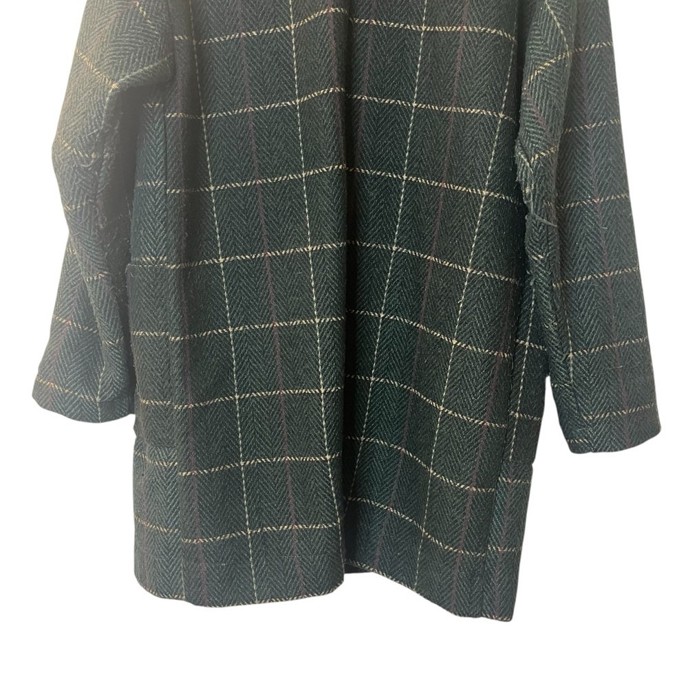 DAVI & DANI Dark Green Plaid Open-Front Wool Blend Blazer Jacket Sz M - Picture 6 of 8